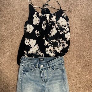 Express Black Floral Spaghetti-Strap Cami